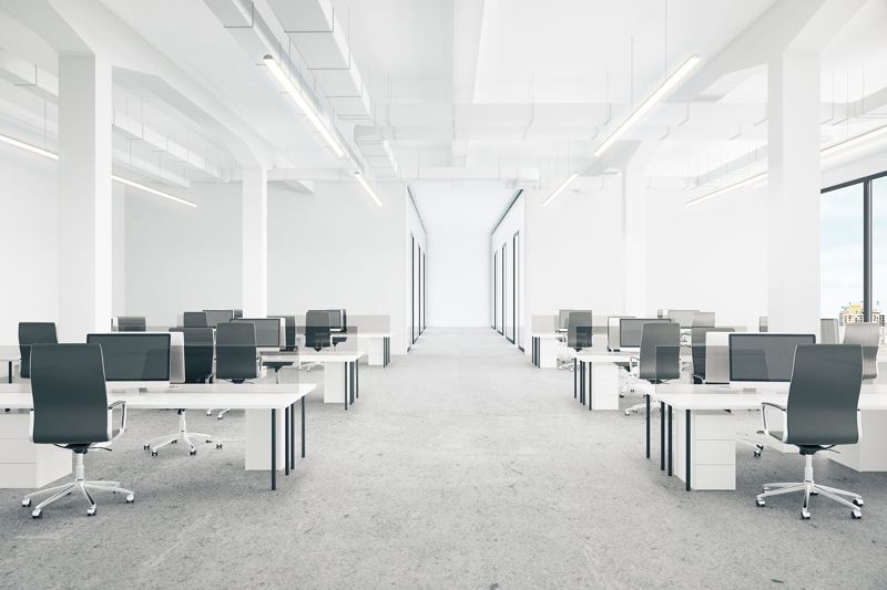 Clean, bright open-plan office